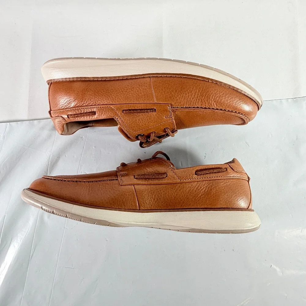 Clarks Un Pilot Lace Tan Leather Men's Boat Shoes Size 11‎ M NWB